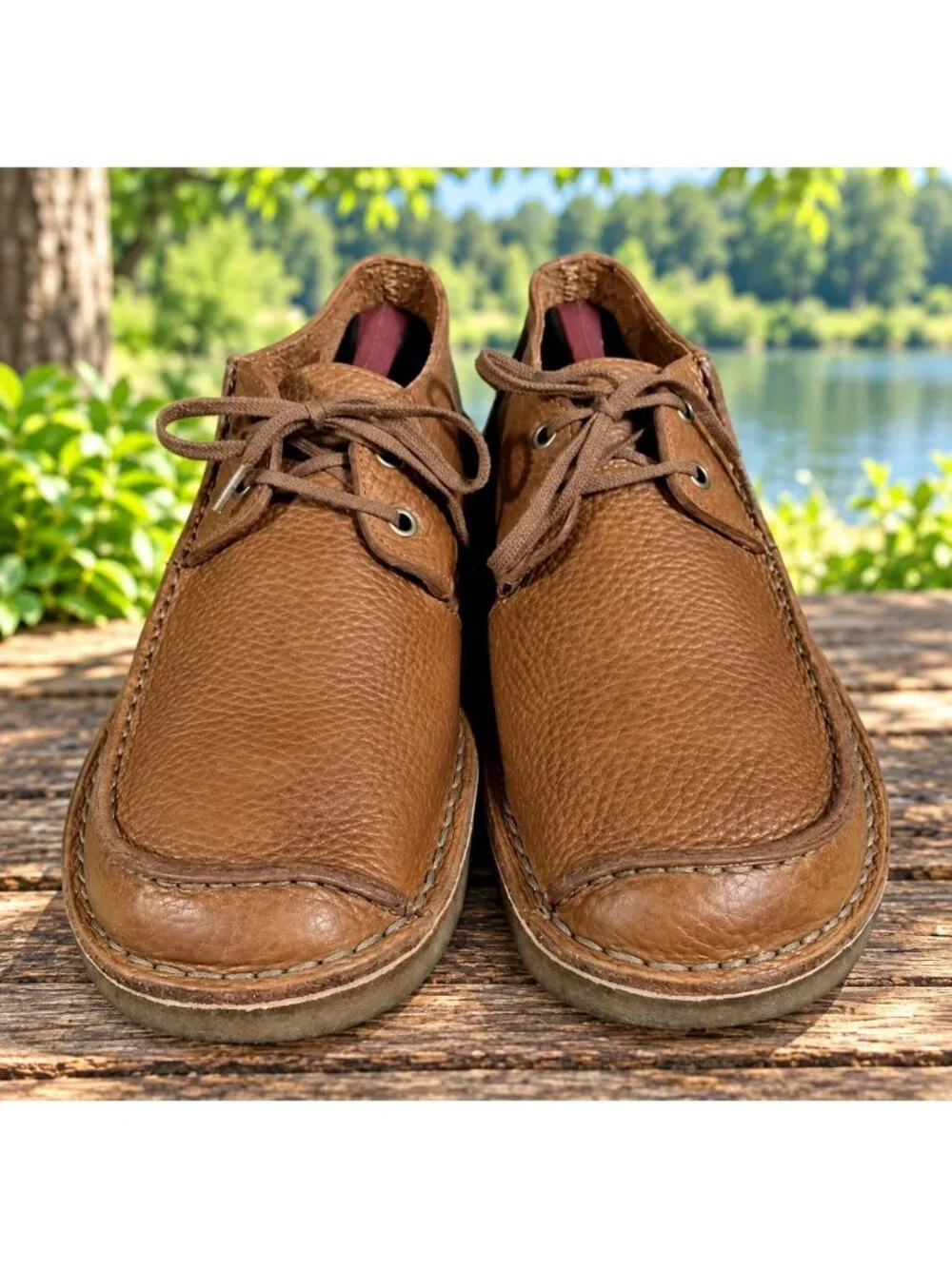 Clarks Originals Tan Pebbled Leather Seam Trek Rambler Crepe Sole Shoes Men's 11